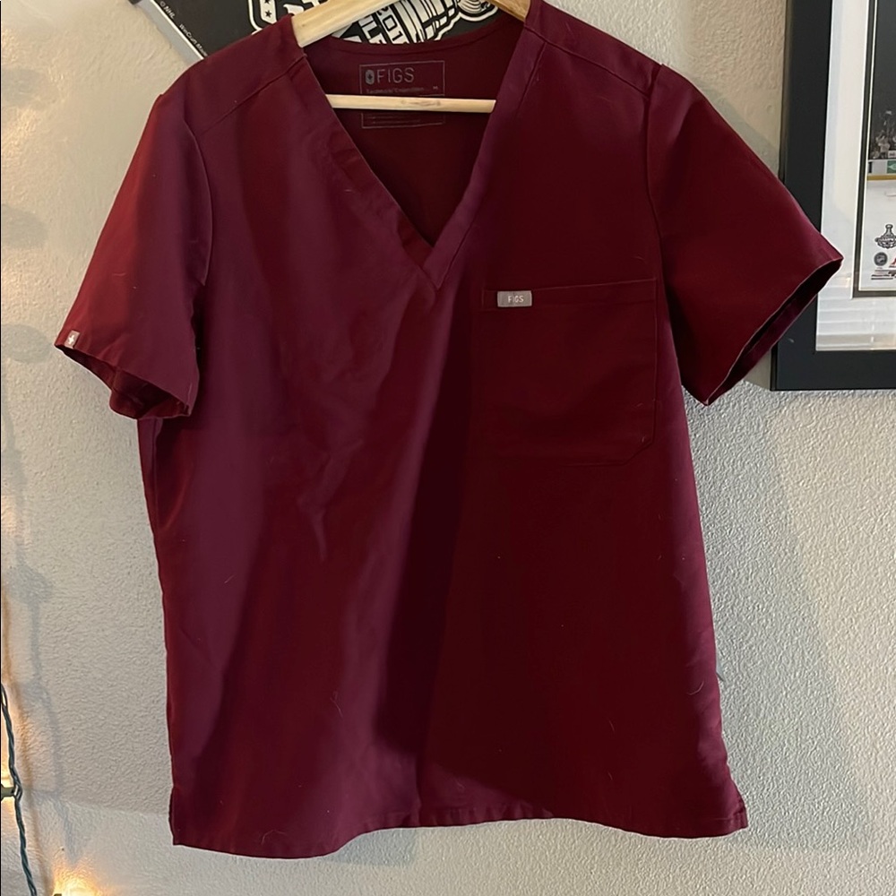 Figs Burgundy Scrub Top